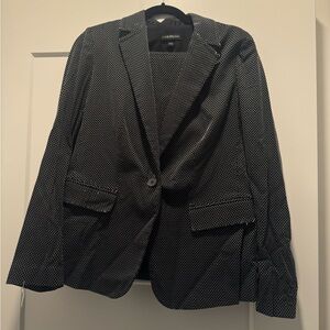 Lane Bryant Black Blazer & skirt with White Micro-Polka Dots